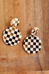 ADDY EARRINGS BROWN CHECKER