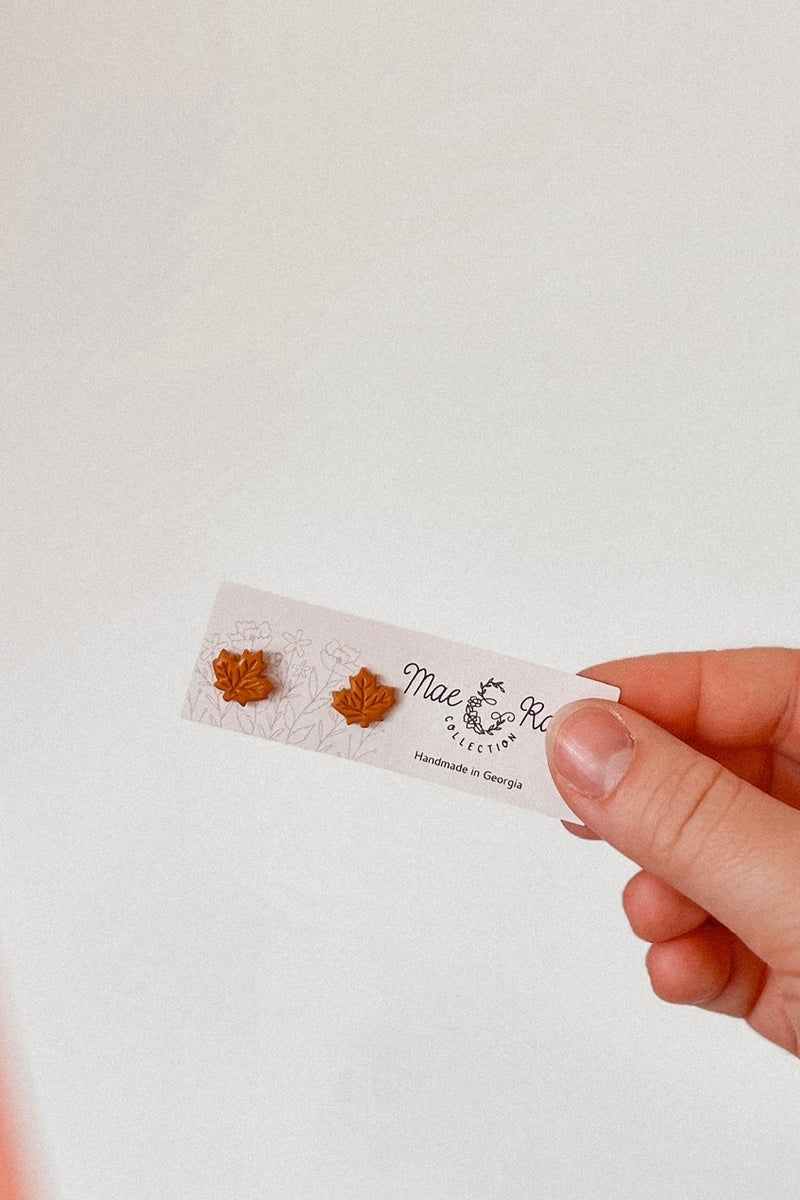 MINI FALL LEAF STUD EARRINGS SQUASH