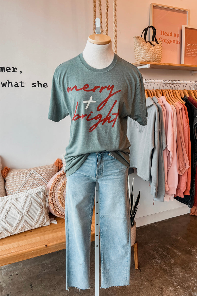 MERRY + BRIGHT PEPPERMINT GRAPHIC TEE