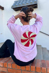 MERRY + BRIGHT BUBBLEGUM PEPPERMINT SWEATSHIRT