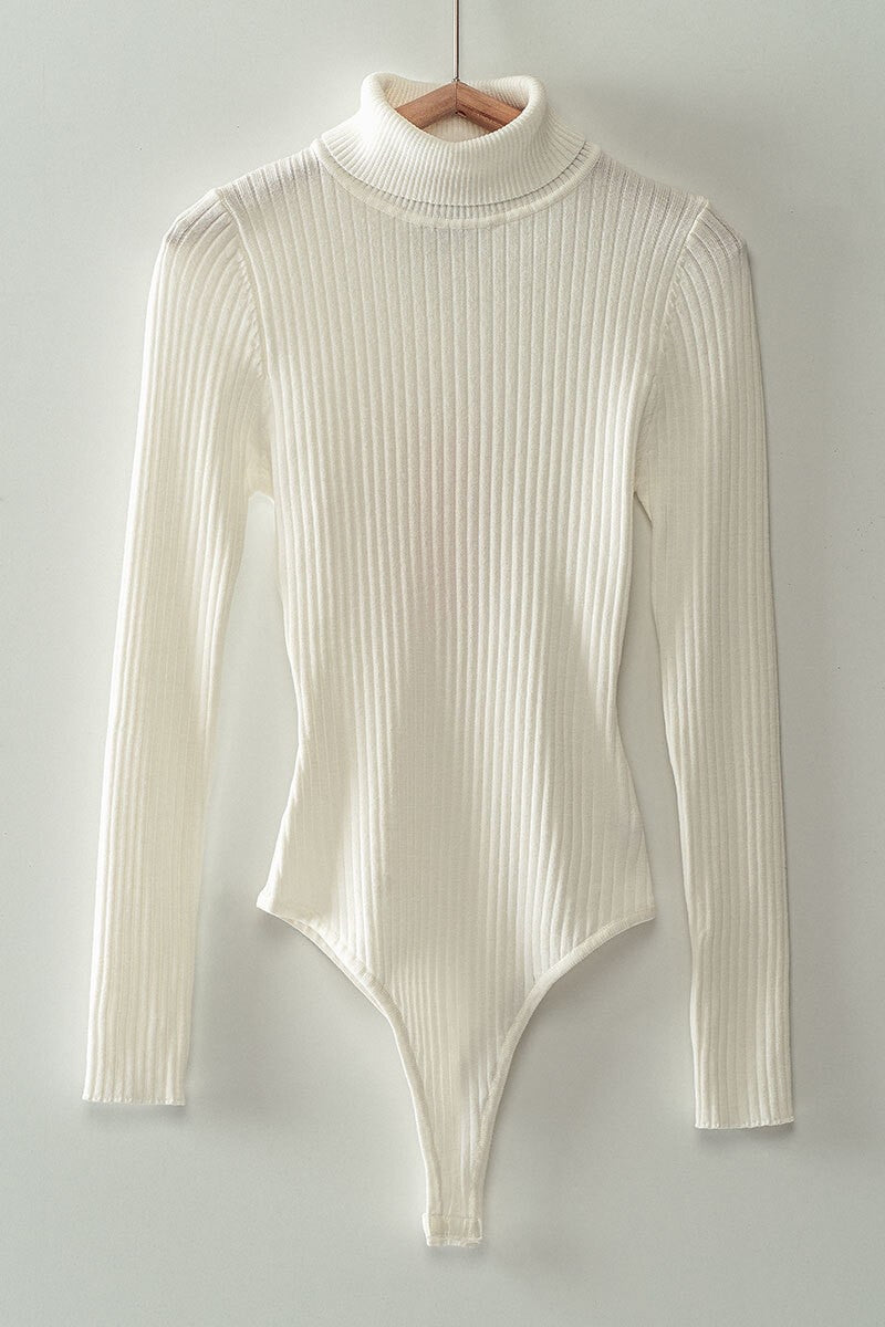 OUT OF MY SHELL TURTLE NECK BODYSUIT IVORY