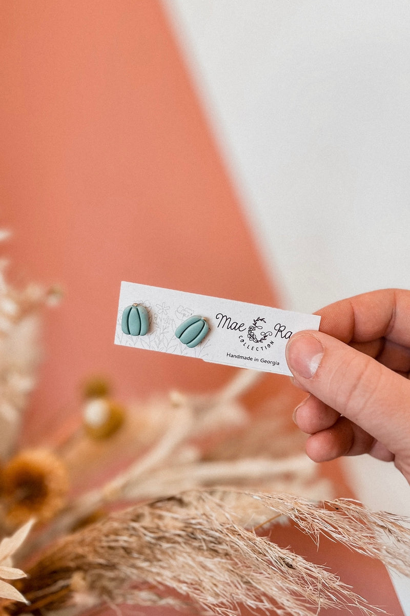 TALL PUMPKIN EARRINGS TURQUOISE