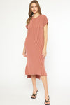 YOU HELD ME MIDI DRESS RUST