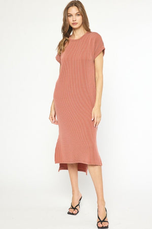 YOU HELD ME MIDI DRESS RUST