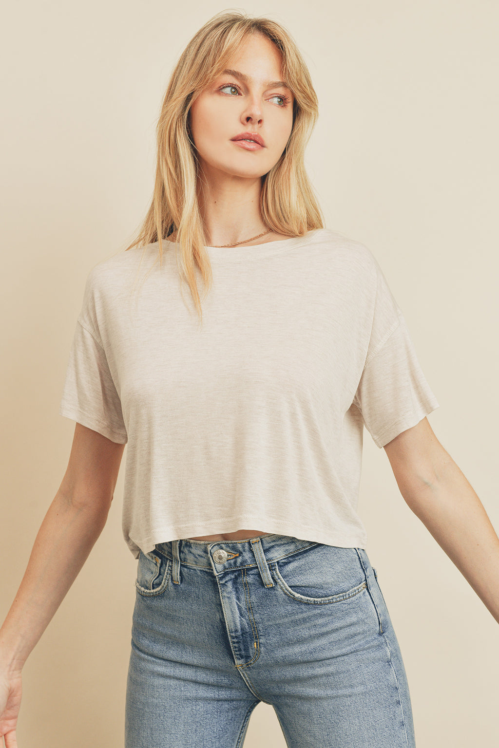 CARRY ON CROP TOP LT OATMEAL