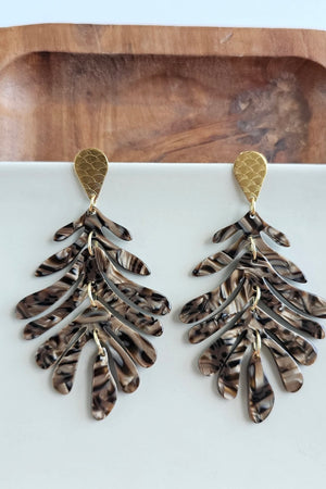 PALM EARRINGS BROWN SHIMMER
