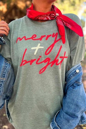 MERRY + BRIGHT PEPPERMINT GRAPHIC TEE