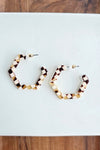 HEXI HOOP EARRINGS BROWN CHECKER