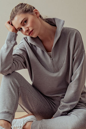 PHONE RINGS, I DON'T WANNA GO PULLOVER SWEATER HEATHER GREY