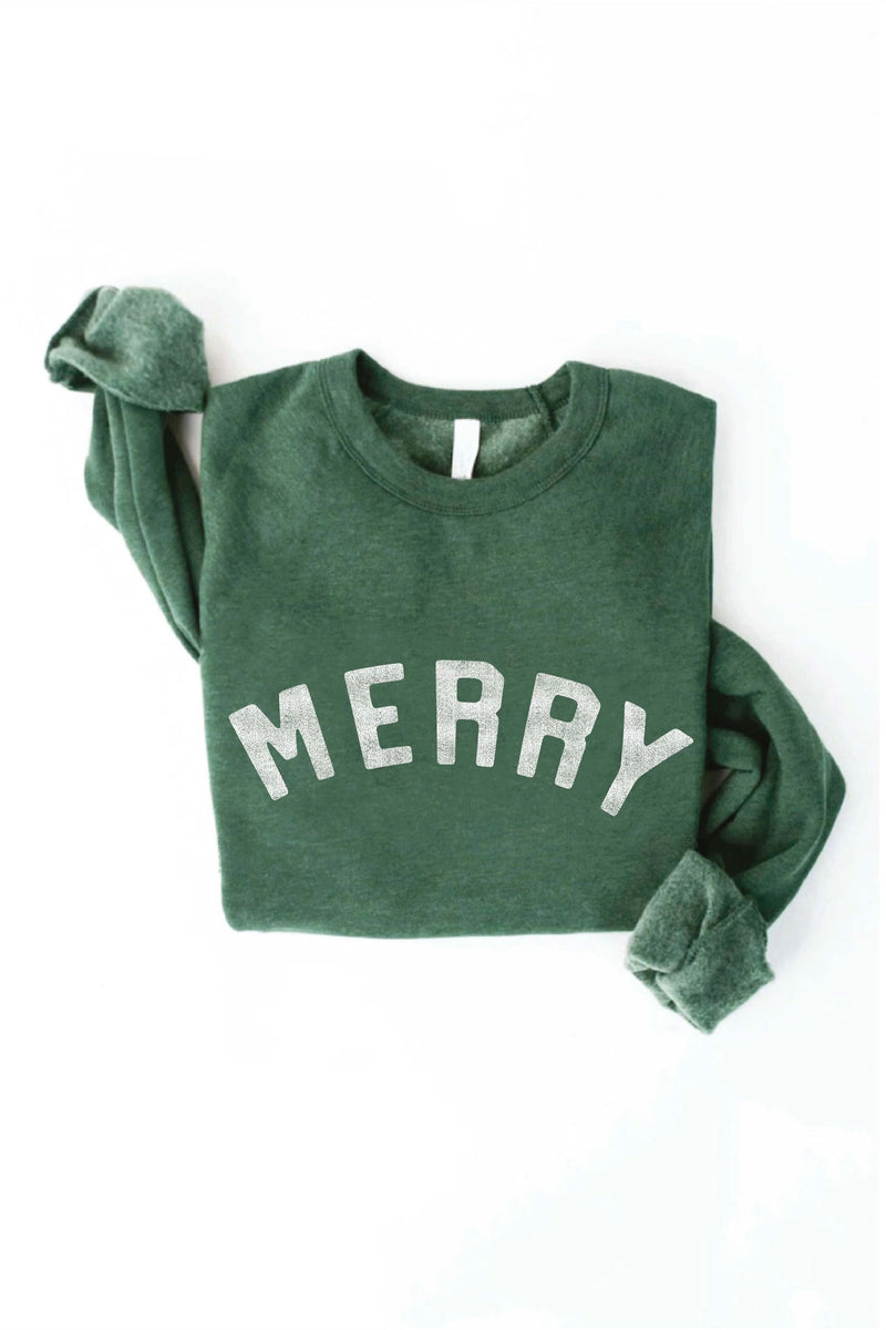 MERRY GRAPHIC SWEATSHIRT HEATHER FOREST