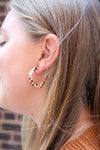 HEXI HOOP EARRINGS BROWN CHECKER
