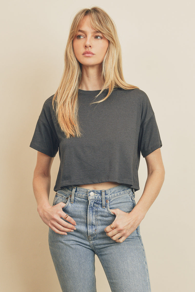 CARRY ON CROP TOP PEBBLE