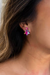 CHRISTMAS TREE STUDS PINK SPARKLE