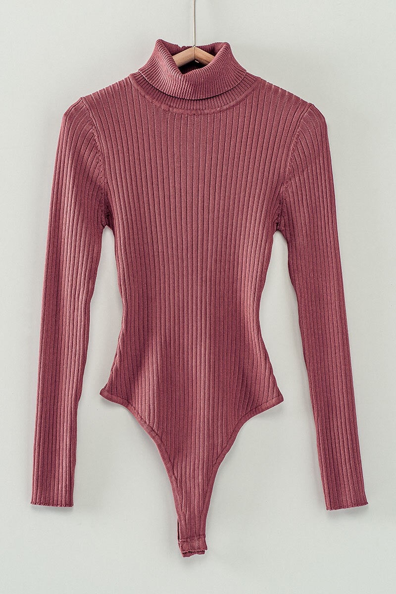 OUT OF MY SHELL TURTLE NECK BODYSUIT ROSE
