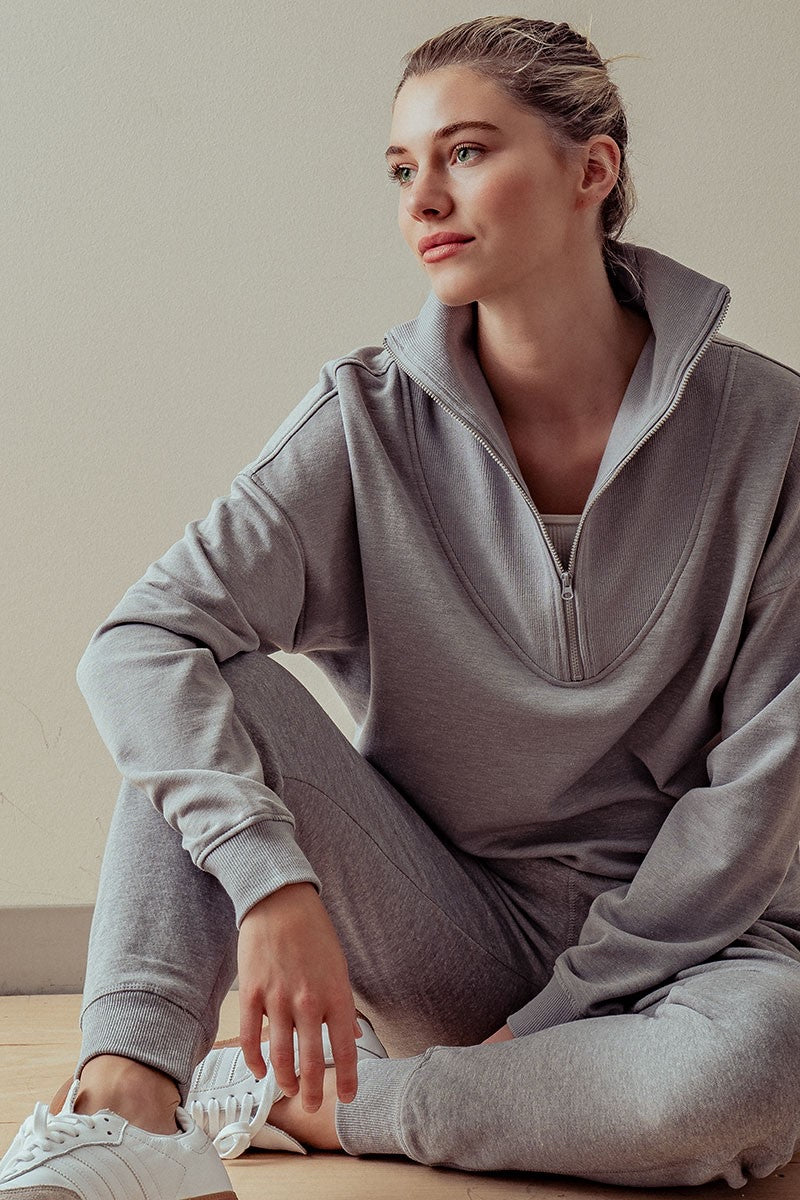 PHONE RINGS, I DON'T WANNA GO PULLOVER SWEATER HEATHER GREY