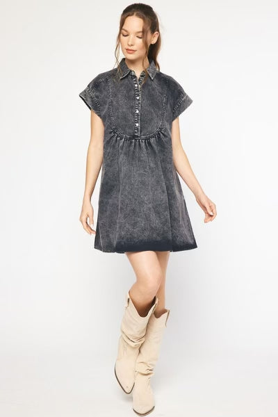 LIPSTICK AND DENIM DRESS BLACK