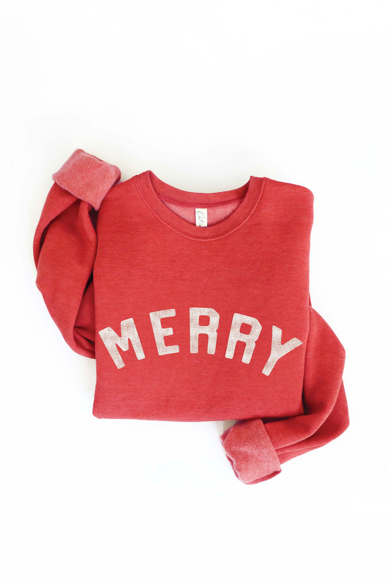 MERRY GRAPHIC SWEATSHIRT HEATHER RED