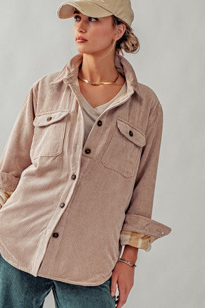 LOOKIN GOOD WHILE WORKIN HARD CORDUROY SHACKET