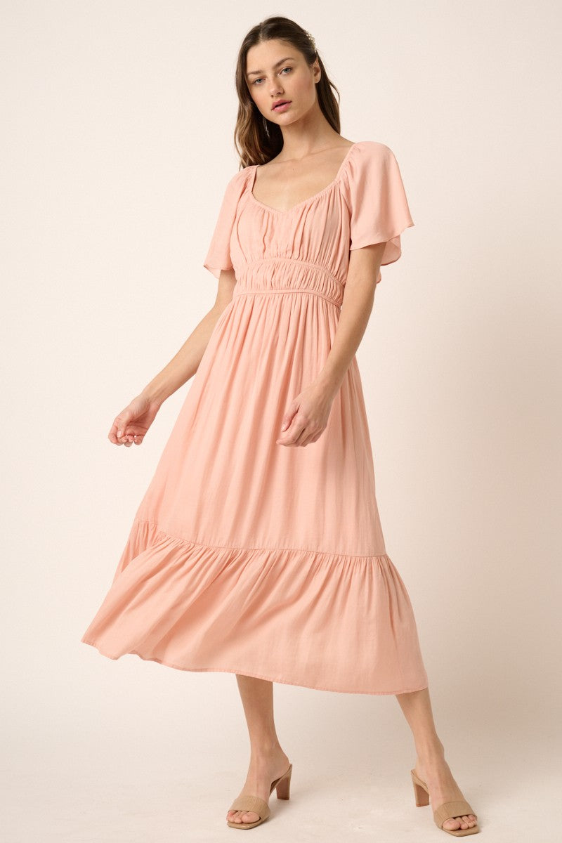 MAKE THEM ALL LOOK MIDI DRESS PEACH