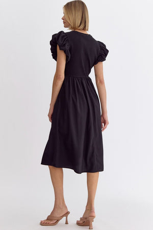 KNOWING WHAT TO SAY MIDI DRESS BLACK