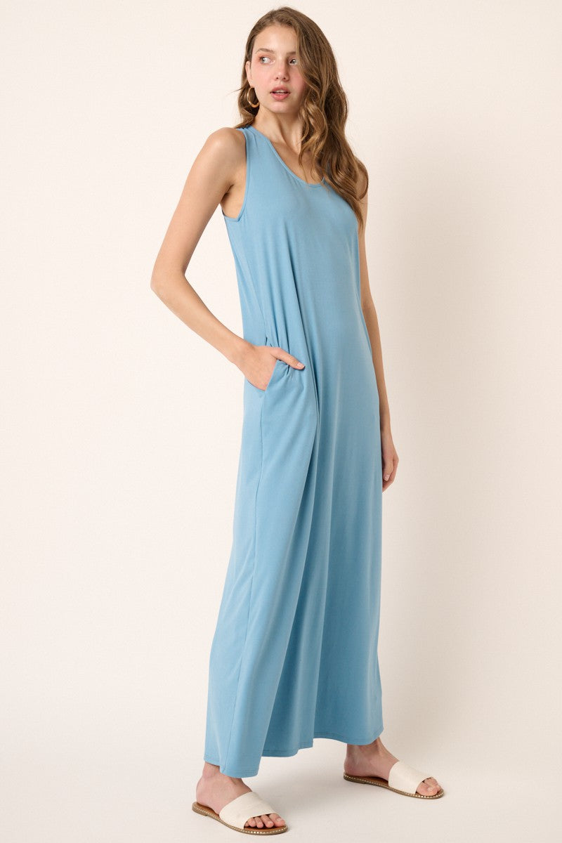 DON'T BE LONG MAXI DRESS CHAMBRAY