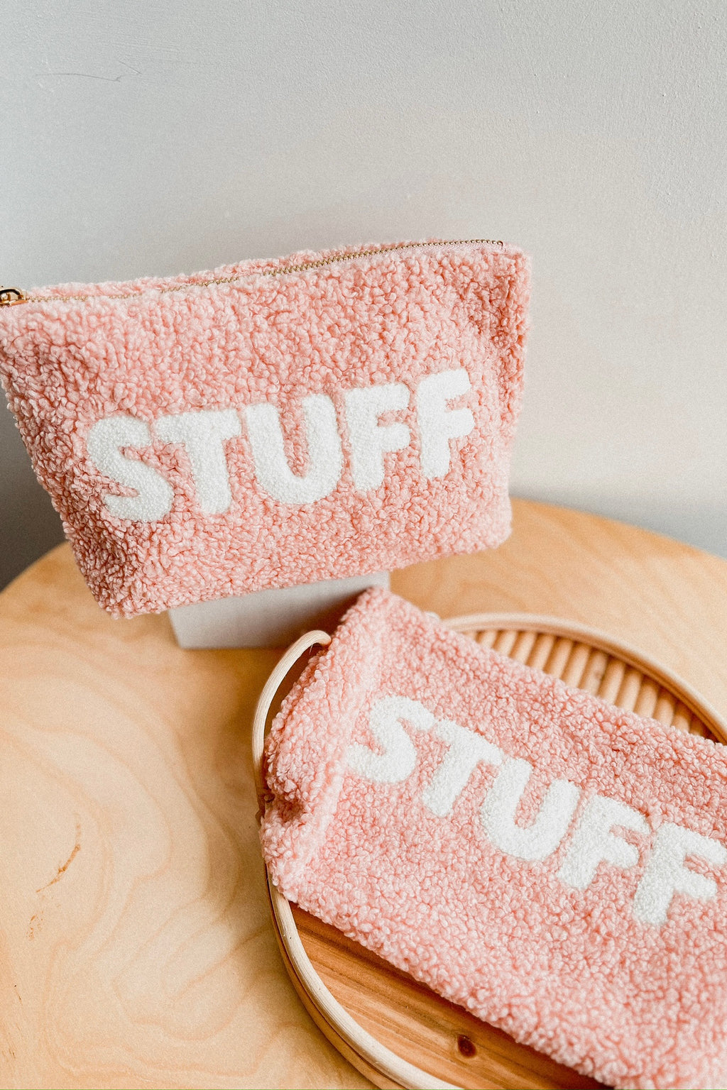 BLUSH TEDDY POUCH STUFF