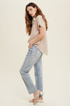 A LUCKY LINEN BUTTON TOP
