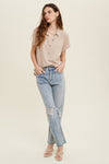 A LUCKY LINEN BUTTON TOP