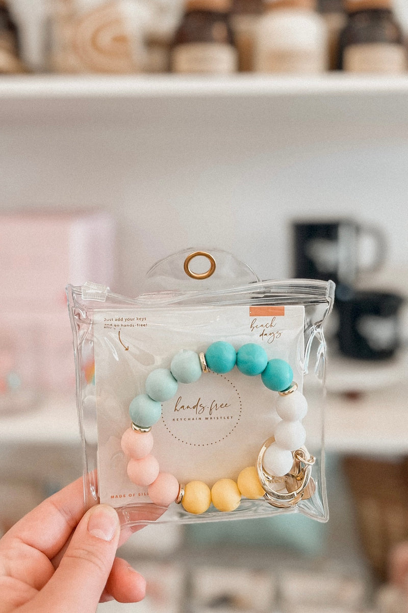SILICONE BEADED KEYCHAIN WRISTLET BEACH DAYS