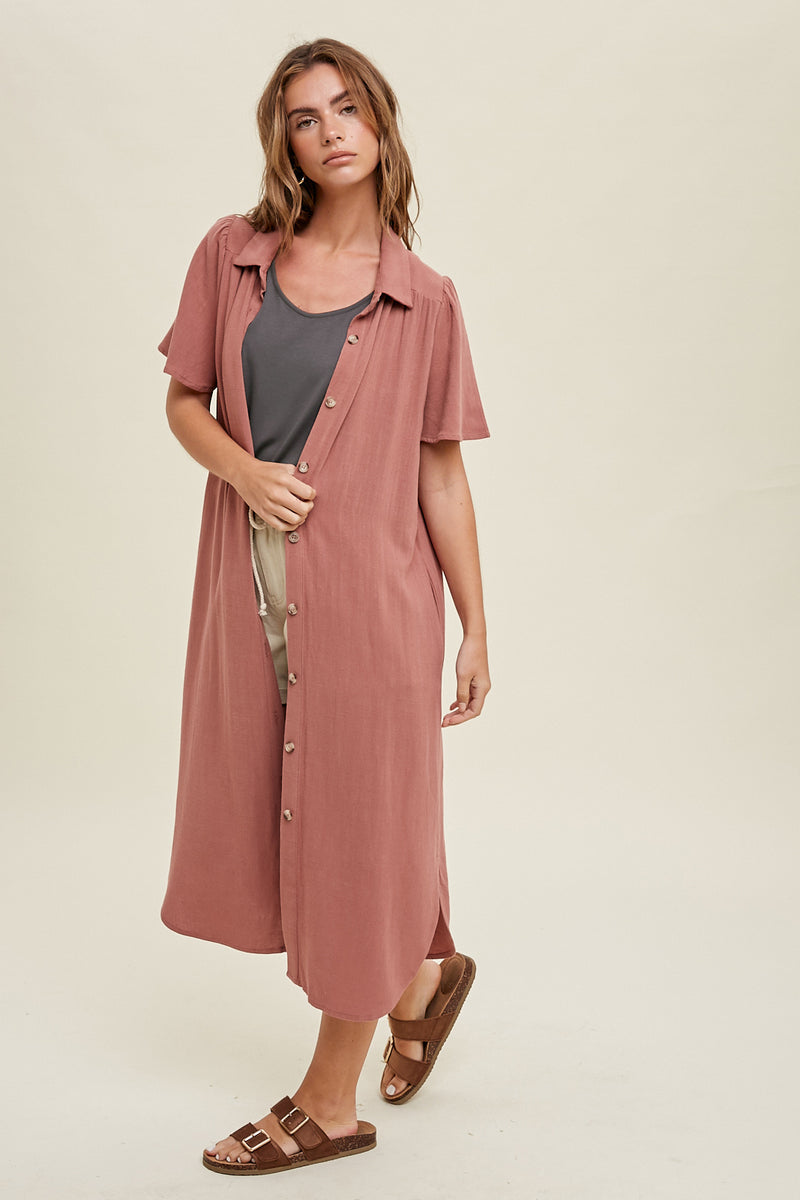 SUNSHINE FUNTIME SHIRT DRESS RED BEAN
