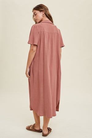 SUNSHINE FUNTIME SHIRT DRESS RED BEAN