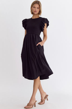 KNOWING WHAT TO SAY MIDI DRESS BLACK