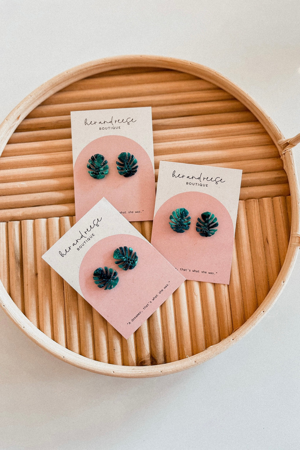 MONSTERA LEAF STUD EARRINGS