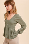 TWO STEPS FORWARD TOP DUSTY OLIVE