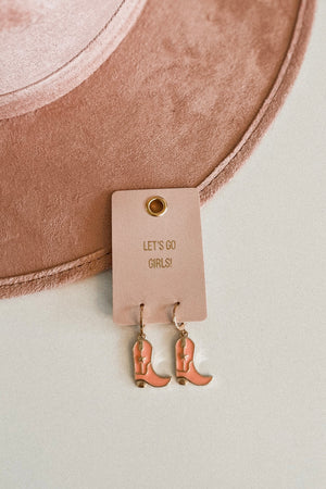 PINK STAR COWBOY BOOT EARRINGS