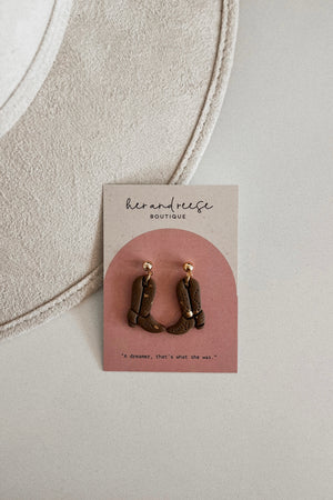 COWBOY BOOT EARRINGS BROWN