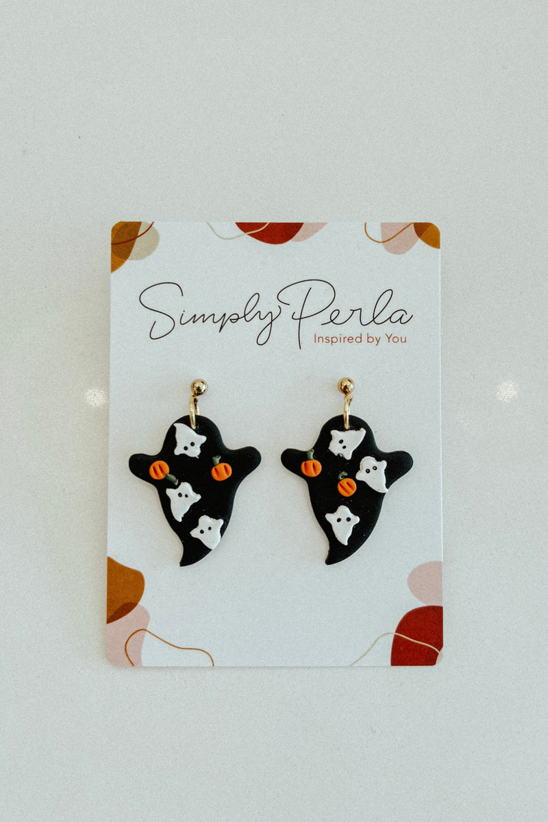 BLACK GHOST HALLOWEEN EARRINGS