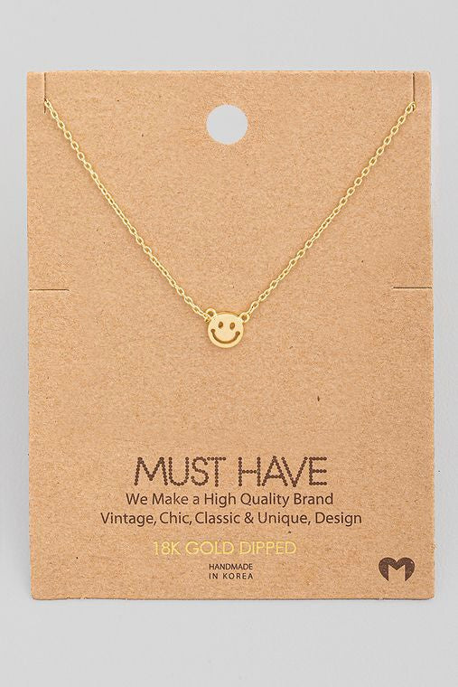 MINI SMILEY FACE CHARM NECKLACE