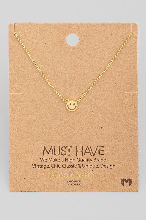 MINI SMILEY FACE CHARM NECKLACE