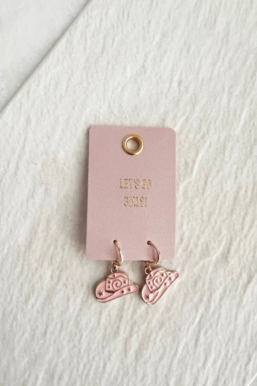 PINK COWBOY HAT EARRINGS