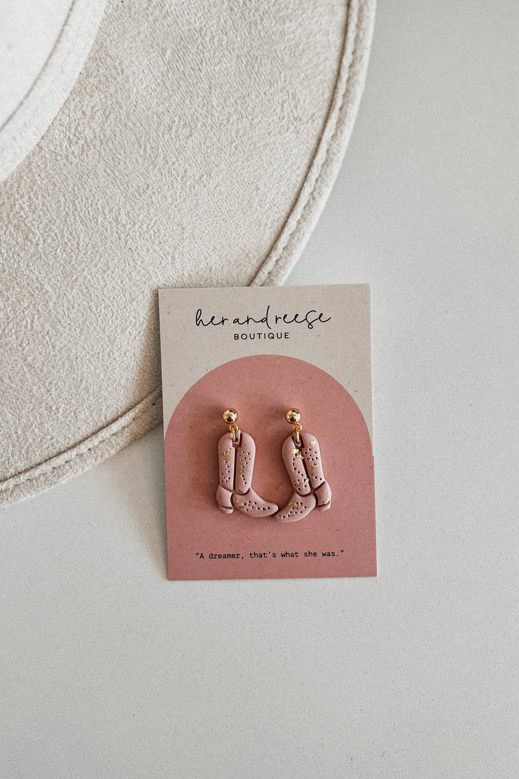 COWBOY BOOT EARRINGS PINK