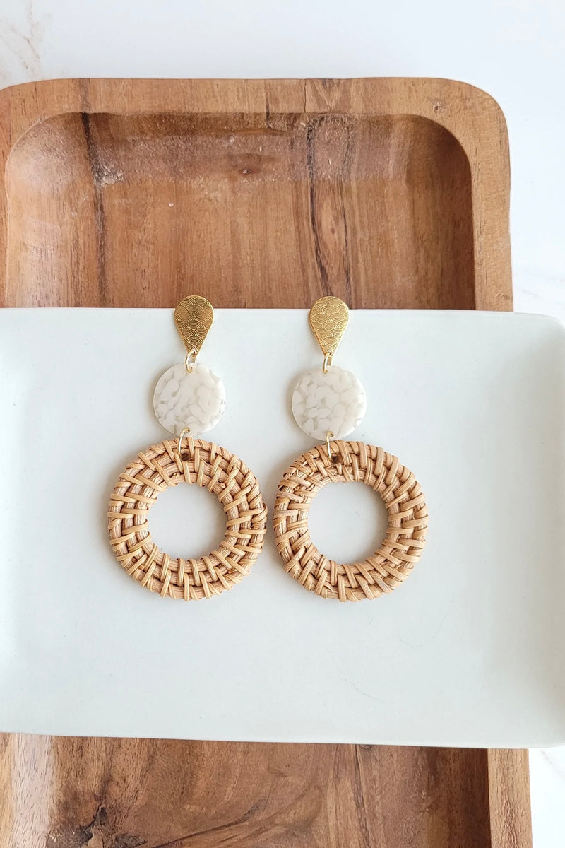 LANA EARRINGS DARK RATTAN