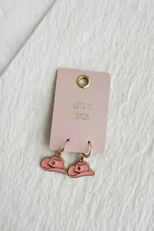 PINK STAR COWBOY HAT EARRINGS
